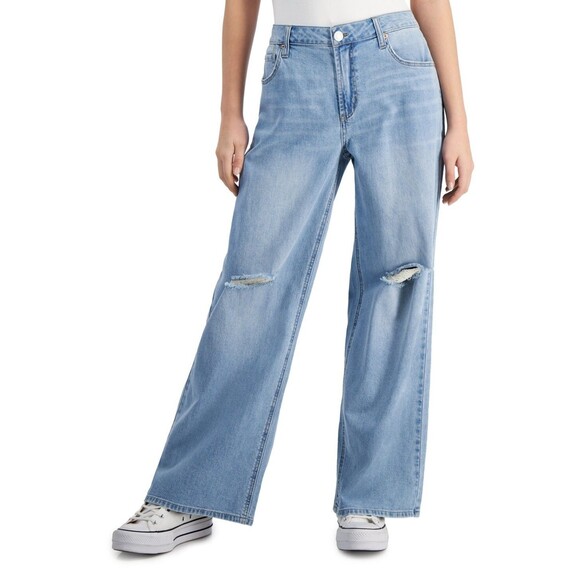 Vanilla Star Juniors' High-Rise Wide-Leg Comfy Jeans - Rico, Size 9 - Picture 1 of 1